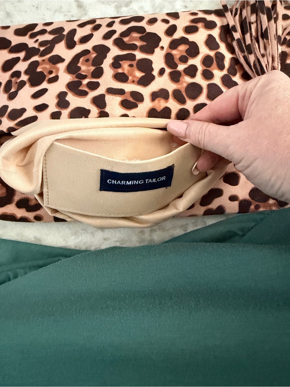 Leopard Print Fold-Over Clutch with Tassel - Picture 6 of 6